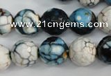 CAG4561 15.5 inches 14mm faceted round fire crackle agate beads