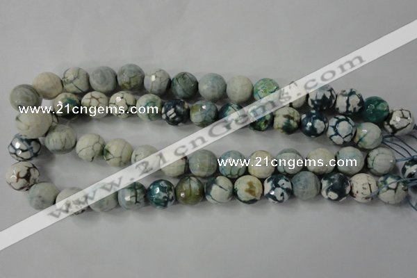 CAG4562 15.5 inches 14mm faceted round fire crackle agate beads