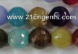 CAG4564 15.5 inches 14mm faceted round fire crackle agate beads