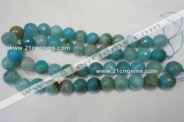 CAG4571 15.5 inches 16mm faceted round fire crackle agate beads