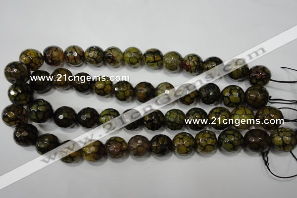 CAG4572 15.5 inches 16mm faceted round fire crackle agate beads