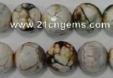 CAG4575 15.5 inches 16mm faceted round fire crackle agate beads