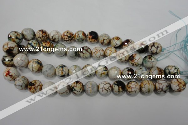 CAG4575 15.5 inches 16mm faceted round fire crackle agate beads