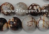 CAG4576 15.5 inches 16mm faceted round fire crackle agate beads