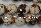 CAG4577 15.5 inches 16mm faceted round fire crackle agate beads