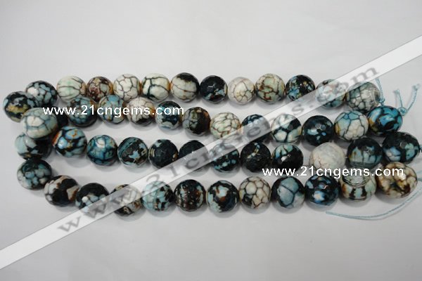 CAG4578 15.5 inches 16mm faceted round fire crackle agate beads