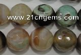 CAG4581 15.5 inches 16mm faceted round fire crackle agate beads