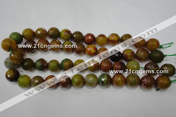 CAG4582 15.5 inches 16mm faceted round fire crackle agate beads