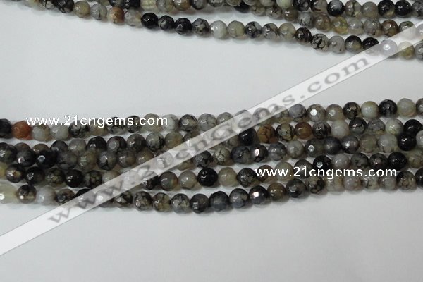 CAG4600 15.5 inches 4mm faceted round fire crackle agate beads