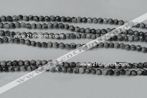 CAG4601 15.5 inches 4mm faceted round fire crackle agate beads