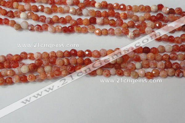 CAG4607 15.5 inches 4mm faceted round fire crackle agate beads