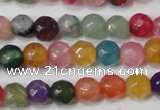 CAG4608 15.5 inches 4mm faceted round fire crackle agate beads