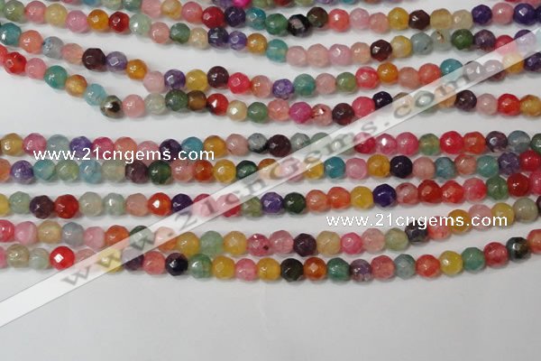 CAG4608 15.5 inches 4mm faceted round fire crackle agate beads