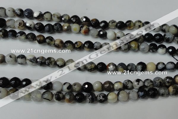 CAG4613 15.5 inches 6mm faceted round fire crackle agate beads