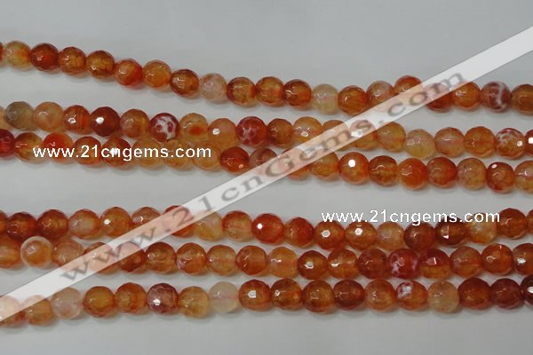 CAG4615 15.5 inches 6mm faceted round fire crackle agate beads