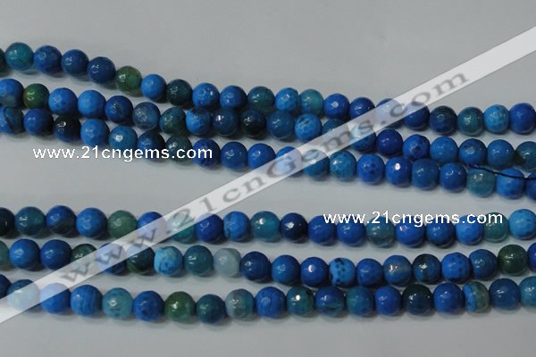 CAG4621 15.5 inches 6mm faceted round fire crackle agate beads