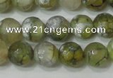 CAG4627 15.5 inches 6mm faceted round fire crackle agate beads