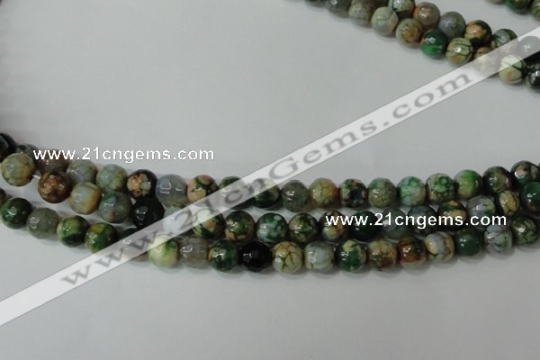 CAG4628 15.5 inches 6mm faceted round fire crackle agate beads