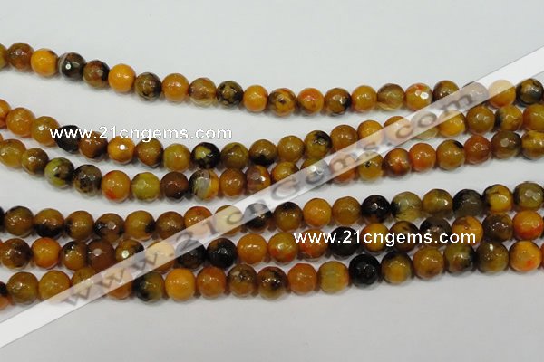 CAG4630 15.5 inches 6mm faceted round fire crackle agate beads