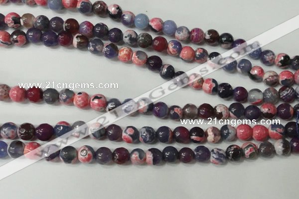 CAG4635 15.5 inches 6mm faceted round fire crackle agate beads