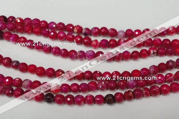 CAG4638 15.5 inches 6mm faceted round fire crackle agate beads