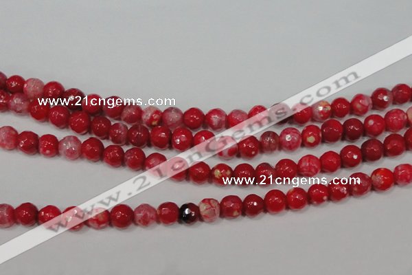 CAG4640 15.5 inches 6mm faceted round fire crackle agate beads