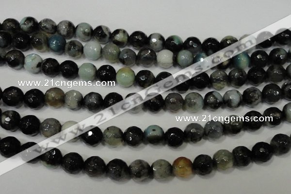 CAG4645 15.5 inches 8mm faceted round fire crackle agate beads