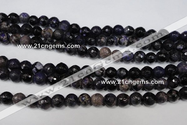 CAG4647 15.5 inches 8mm faceted round fire crackle agate beads