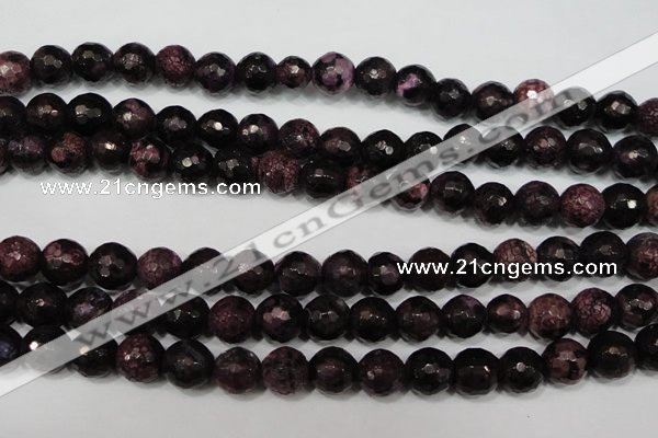 CAG4648 15.5 inches 8mm faceted round fire crackle agate beads