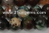 CAG4653 15.5 inches 8mm faceted round fire crackle agate beads