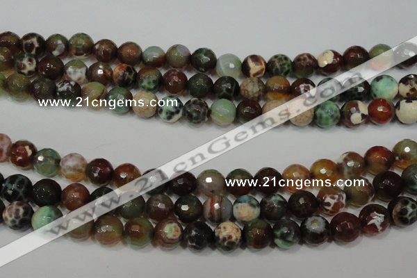 CAG4653 15.5 inches 8mm faceted round fire crackle agate beads