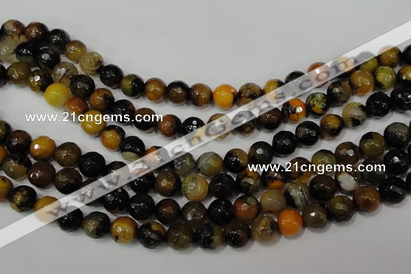 CAG4654 15.5 inches 8mm faceted round fire crackle agate beads