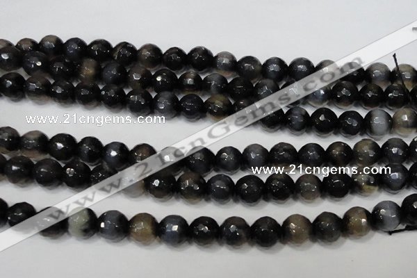 CAG4659 15.5 inches 8mm faceted round fire crackle agate beads