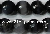 CAG4661 15.5 inches 10mm faceted round fire crackle agate beads