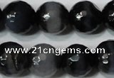 CAG4661 15.5 inches 10mm faceted round fire crackle agate beads