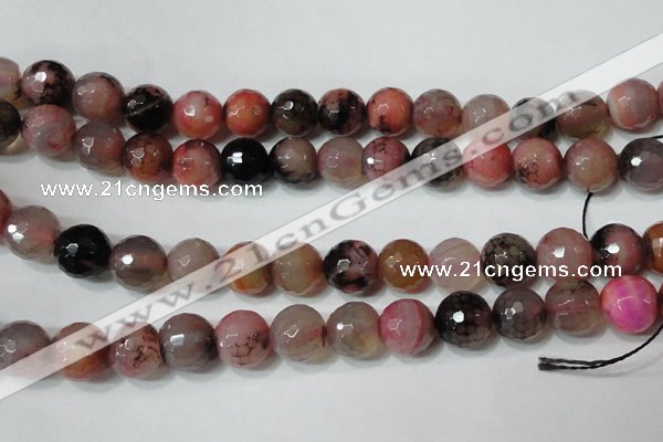 CAG4665 15.5 inches 10mm faceted round fire crackle agate beads