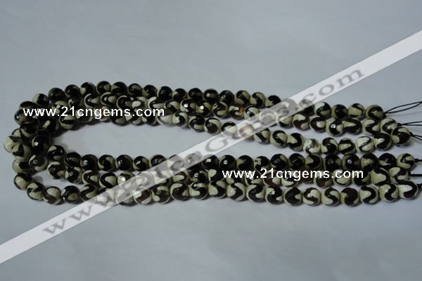 CAG4673 15.5 inches 8mm faceted round tibetan agate beads wholesale