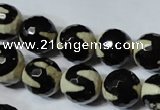 CAG4674 15.5 inches 12mm faceted round tibetan agate beads wholesale