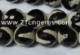 CAG4675 15.5 inches 14mm faceted round tibetan agate beads wholesale