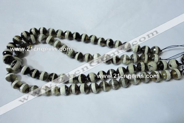 CAG4677 15.5 inches 10mm faceted round tibetan agate beads wholesale