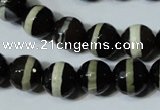 CAG4678 15.5 inches 12mm faceted round tibetan agate beads wholesale