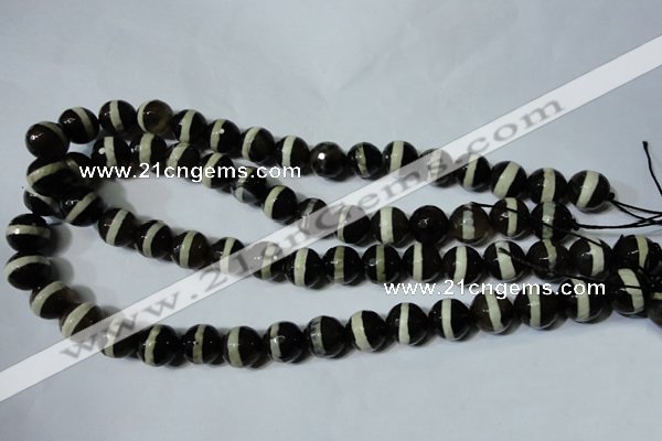 CAG4678 15.5 inches 12mm faceted round tibetan agate beads wholesale