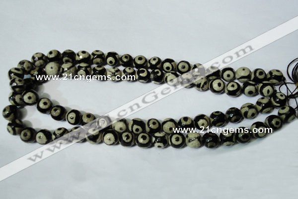 CAG4680 15.5 inches 10mm faceted round tibetan agate beads wholesale