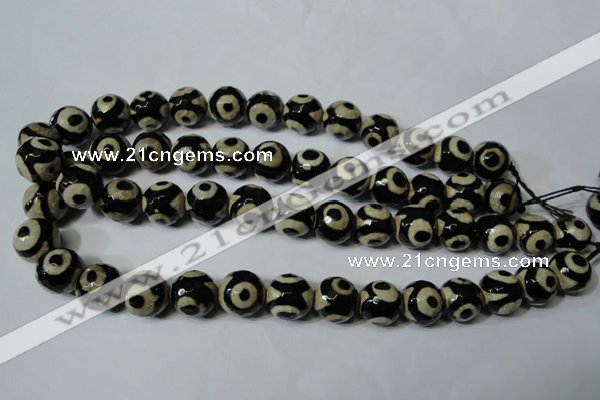 CAG4682 15.5 inches 14mm faceted round tibetan agate beads wholesale