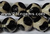 CAG4684 15.5 inches 16mm faceted round tibetan agate beads wholesale