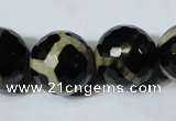 CAG4685 15.5 inches 18mm faceted round tibetan agate beads wholesale