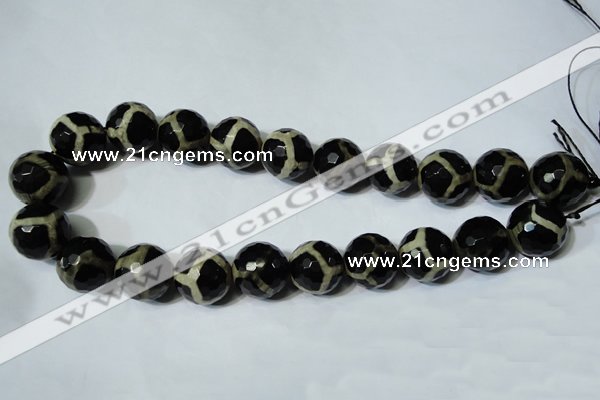 CAG4685 15.5 inches 18mm faceted round tibetan agate beads wholesale