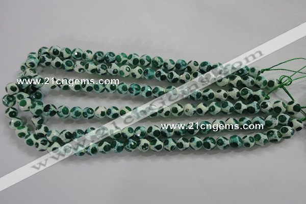 CAG4690 15 inches 8mm faceted round tibetan agate beads wholesale