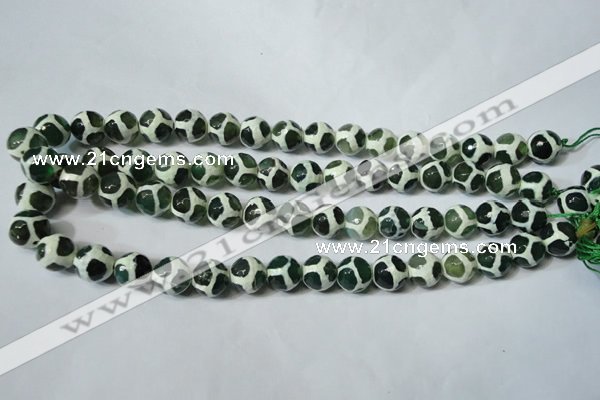 CAG4692 15.5 inches 12mm faceted round tibetan agate beads wholesale