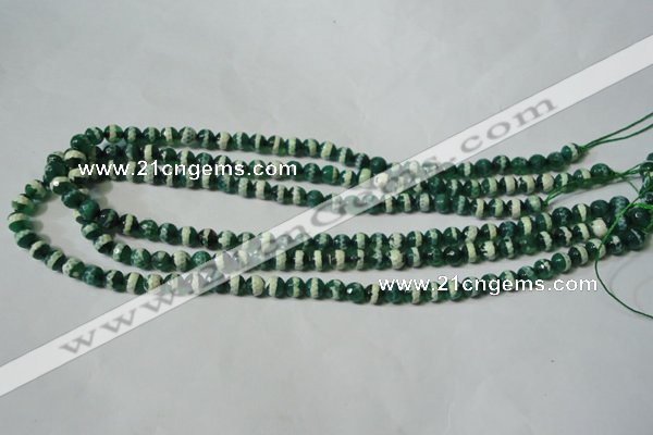 CAG4694 15.5 inches 6mm faceted round tibetan agate beads wholesale